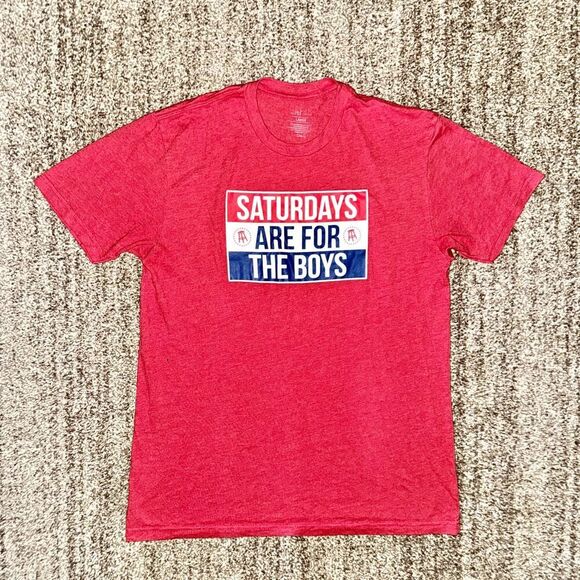 Saturdays Are For The Boys Men's Graphic Golf Tee T-Shirt in Red Size Large - Picture 3 of 9